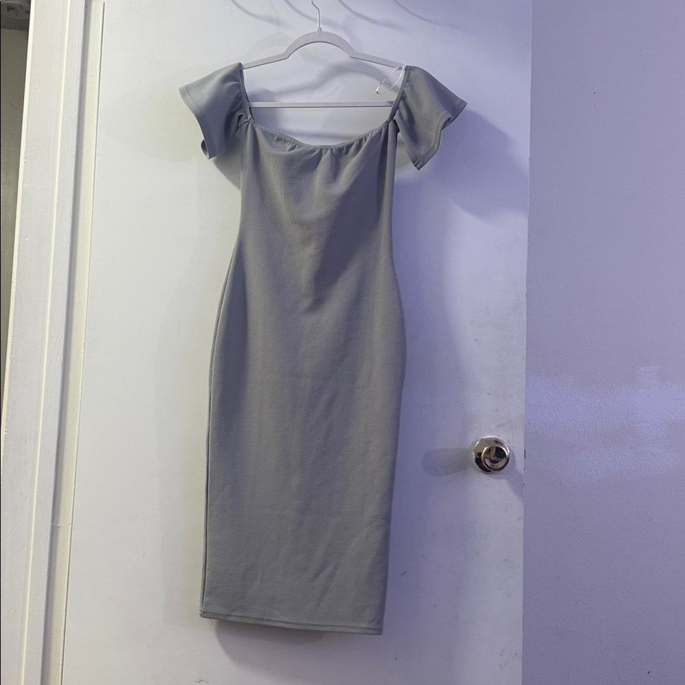Elegant Off-Shoulder Gray Dress